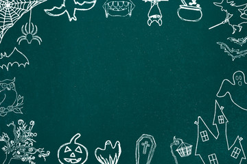 Halloween chalkboard background. Halloween symbols