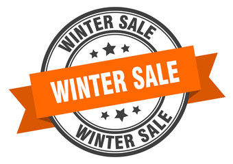 winter sale label. winter sale orange band sign. winter sale