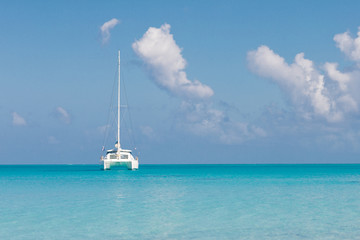 Sailing catamaran in the sea