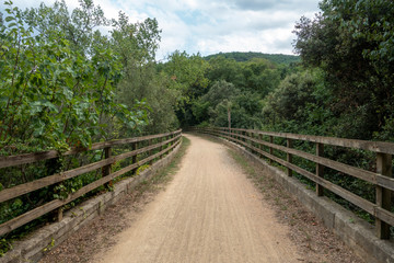 Obraz premium The green way of the carrilet path of Olot