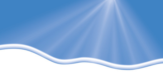 weiße Welle in Blau Weiß unten ausgerichtet mit Lichtstrahlen auf blauem Hintergrund