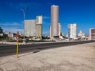 View of the Malecon in Havana, Cuba.