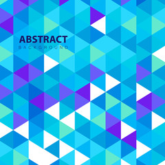 Blue Triangular Mosaic Abstract Seamless Pattern, Abstract triangular background, blue geometric pattern.