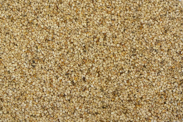 Top view background with white sesame seeds 