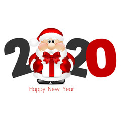 2020 New Year with Santa Clause. Vector Illustration