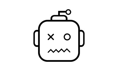 broken robot icon damaged repair disconnect black
