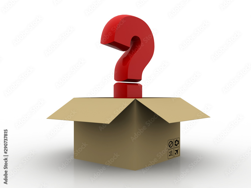 Aufkleber 3d rendering question mark in card box
