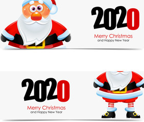 2020 New Year with Santa Clause. Vector Illustration