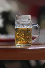 Beer glass mug, beer with poor foam, highsize. 