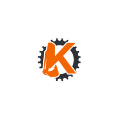 K Letter Logo Design with Excavator Creative Modern Trendy