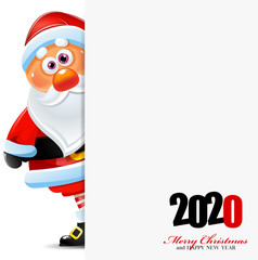 2020 New Year with Santa Clause. Vector Illustration