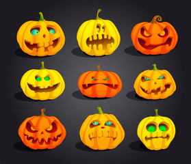 Zombie pumpkins, crazy pumpkin symbols