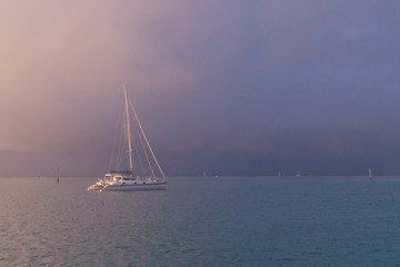 Fototapeta premium Sailing catamaran in the sea