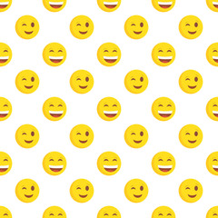 Smiley face seamless pattern. Vector background.