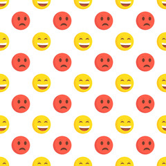 Smiley face seamless pattern. Vector background.