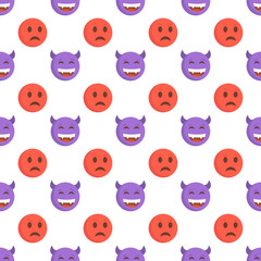 Smiley face seamless pattern. Vector background.