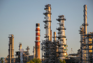 petrol refinery chimneys  