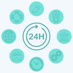 24 hours vector icon sign symbol