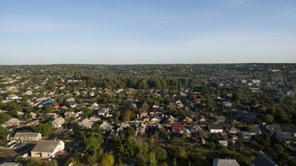 Green forest and many trees from a height.