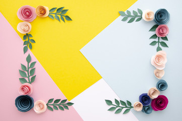 Multicolored background with flowers frame