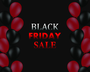 Black Friday Sale Poster . Black Friday sale, black and red balloons background .Vector illustration.