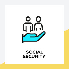 SOCIAL SECURITY LINE ICON SET