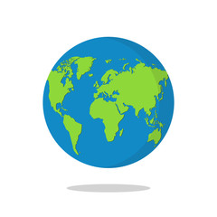 Earth globe isolated on white background. Flat planet icon. Vector illustration.