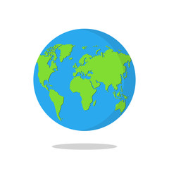 Earth globe isolated on white background. Flat planet icon. Vector illustration.