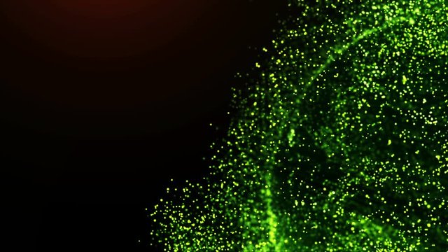 Abstract motion background animation shining particles and magic dust forming in space wave flow with light rays.