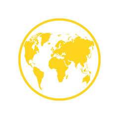 Fototapeta na wymiar Earth globe isolated on white background. Flat planet icon. Vector illustration.