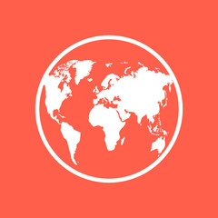 Fototapeta na wymiar Earth globe isolated on color background. Flat planet icon. Vector illustration.