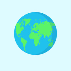 Earth globe isolated on white background. Flat planet icon. Vector illustration.