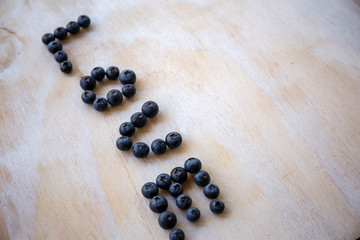 Blueberries with the type of love