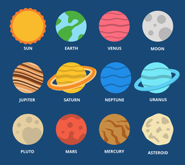 Colorful planets set. Vector illustration. © Art Alex