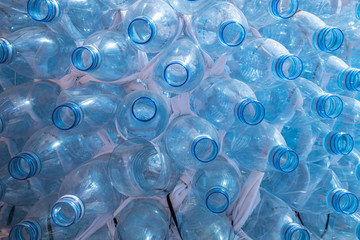 Opened water bottles closeup