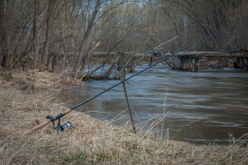 River and fishing rod