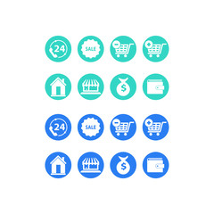 minimalist blue icon shop vector design