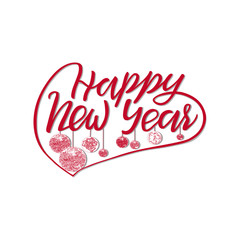 Happy New Year brush lettering. Can be used for holidays festive design. Vector illustration EPS 10