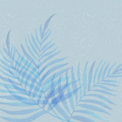 Fern leaves on Abstract  texture background. Picture for creative wallpaper or design art work. Watercolor illustration in Pastel colors tone.