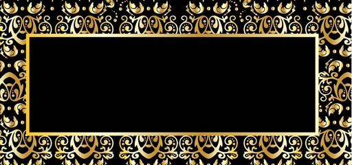 europan pattern with golden on frame isolated on black background