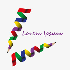 Colored pencils and text. Pencil with text for printing, screensaver, presentation, project. The picture has an infographic with two pencils and text. Colored pencils and text. Pencil with text for pr