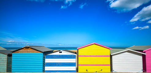 row of beach huts
