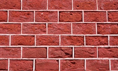 Red brick wall. Close-up. Texture.