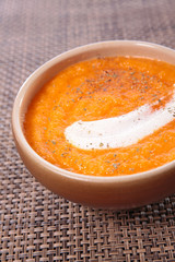 pumpkin or carrot soup and cream