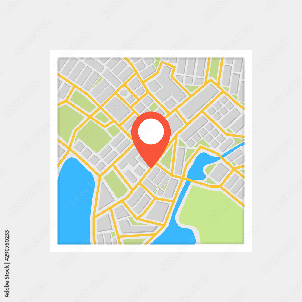 Poster city map with navigation. finding the way concept. vector illustration.
