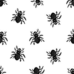 Spider Sketchy Style Drawing Pattern