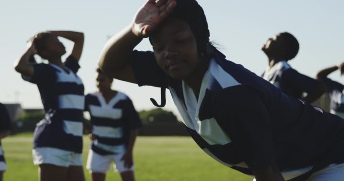 Young adult female rugby team