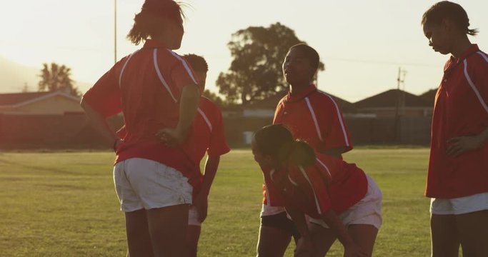 Young adult female rugby team