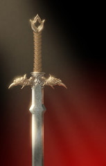 Mighty barbarian fantasy sword illustration