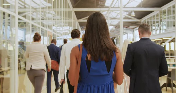 Delegates arriving at a business convention